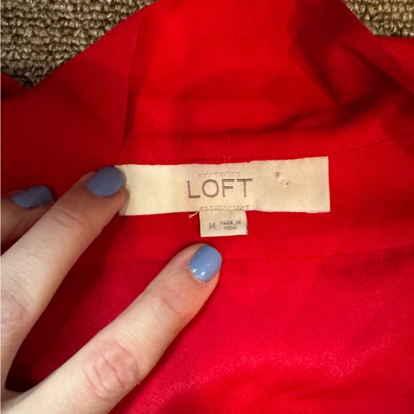 LOFT Red Ruffle Top - Picture 3 of 5